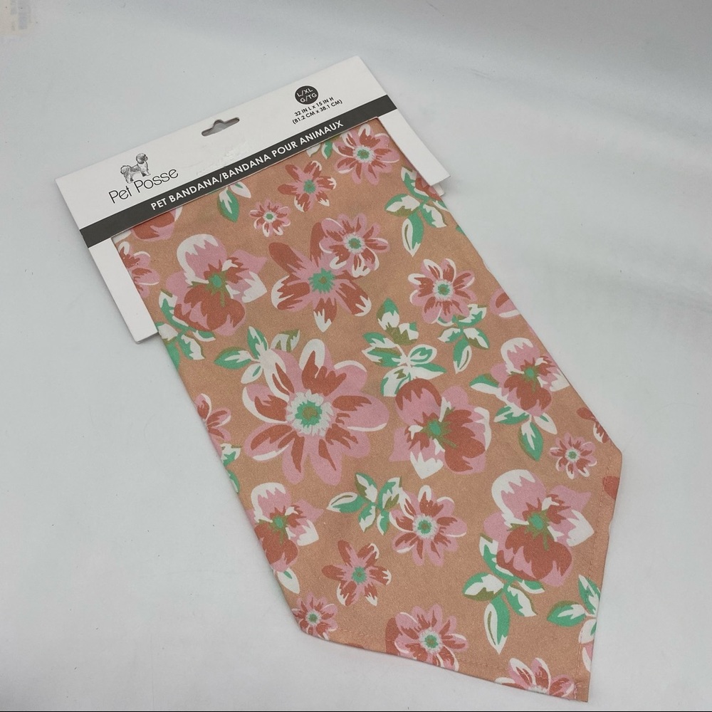 Pet Bandana in pink floral print size L/XL NEW
Size L/XL